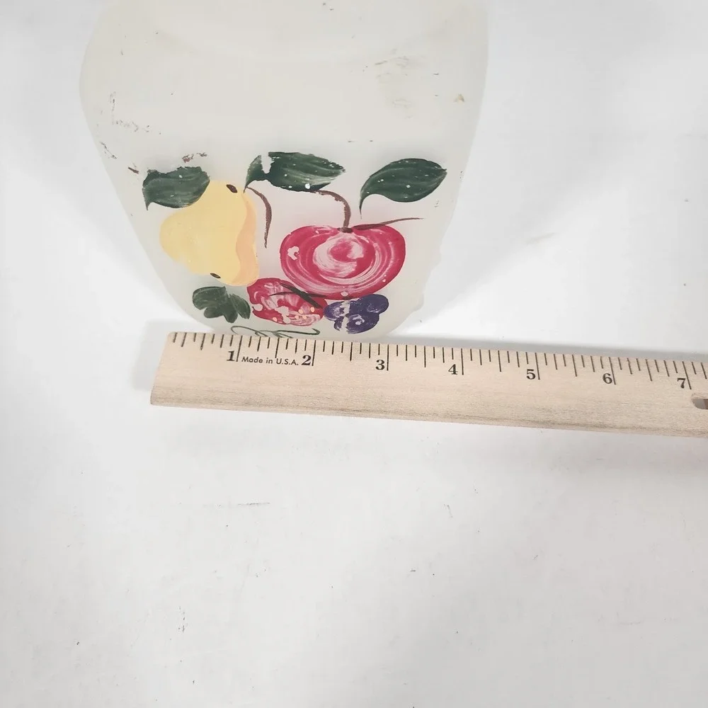 Vintage Frosted Glass Fruit Motif Creamer Pitcher Country Kitchen Decor